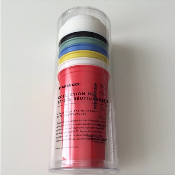 NEW Starbucks Christmas 2017 Reusable Cups & Lids Collection SET OF 6 Different - Picture 5 of 8